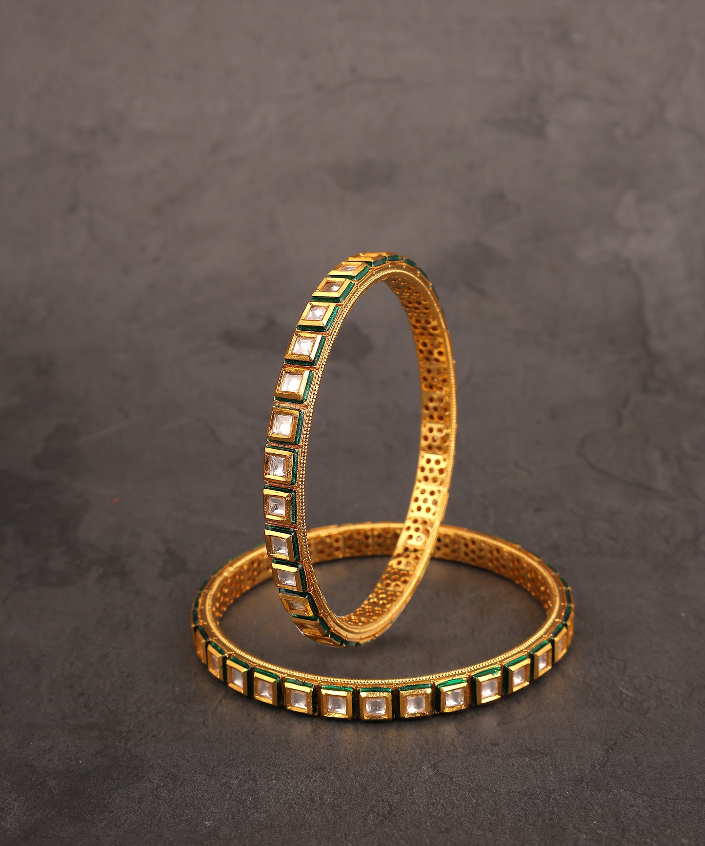 Kundan Gold Toned Bangles