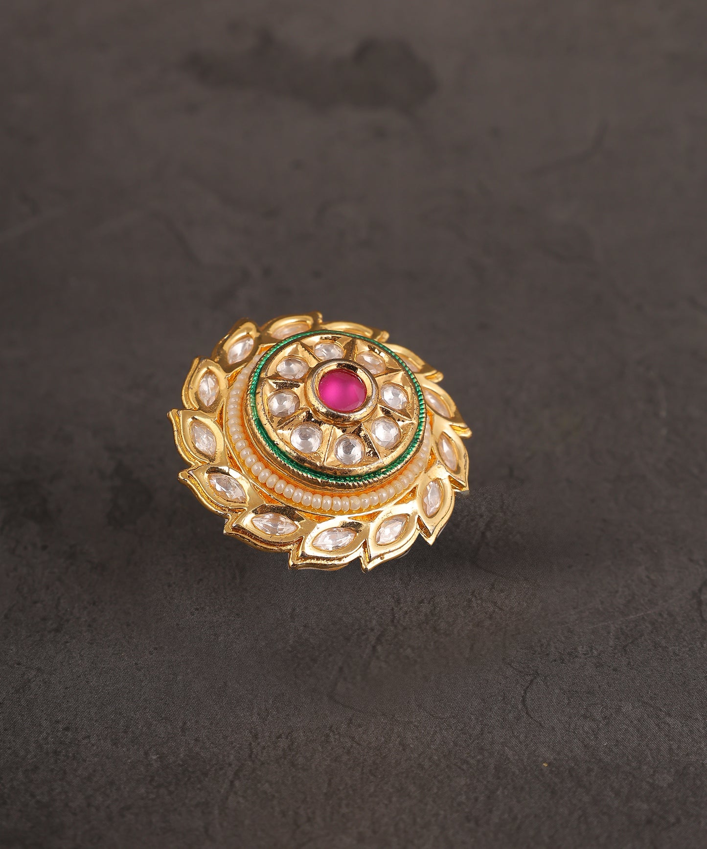 Meenakari And Kundan Large Ring