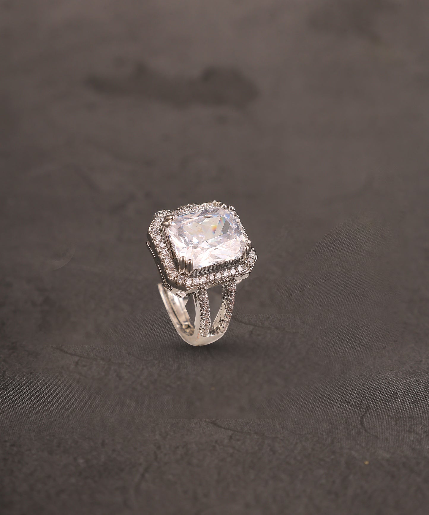 Silver Ring With Large Solitaire