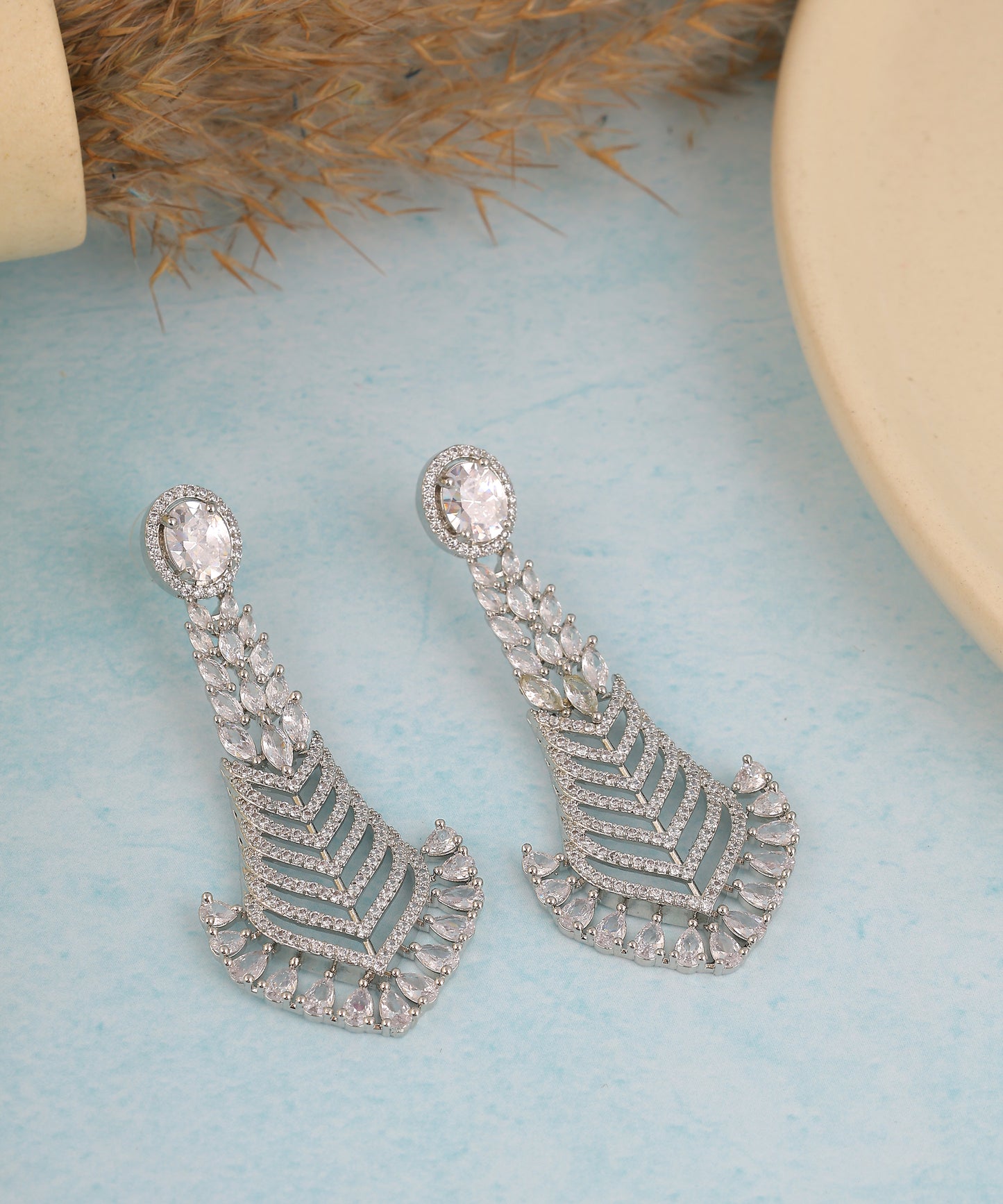 Rhinestone And Crystal Statement Long Earrings