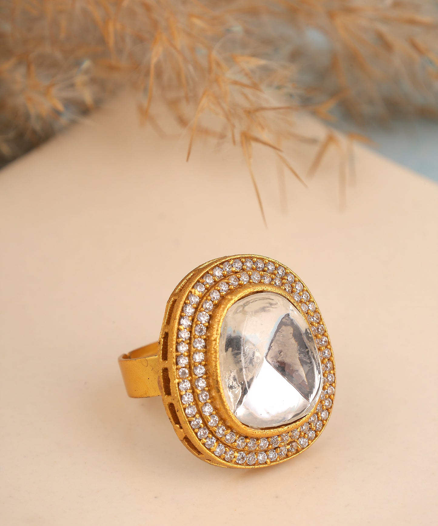 Polki Oval Shaped Ring