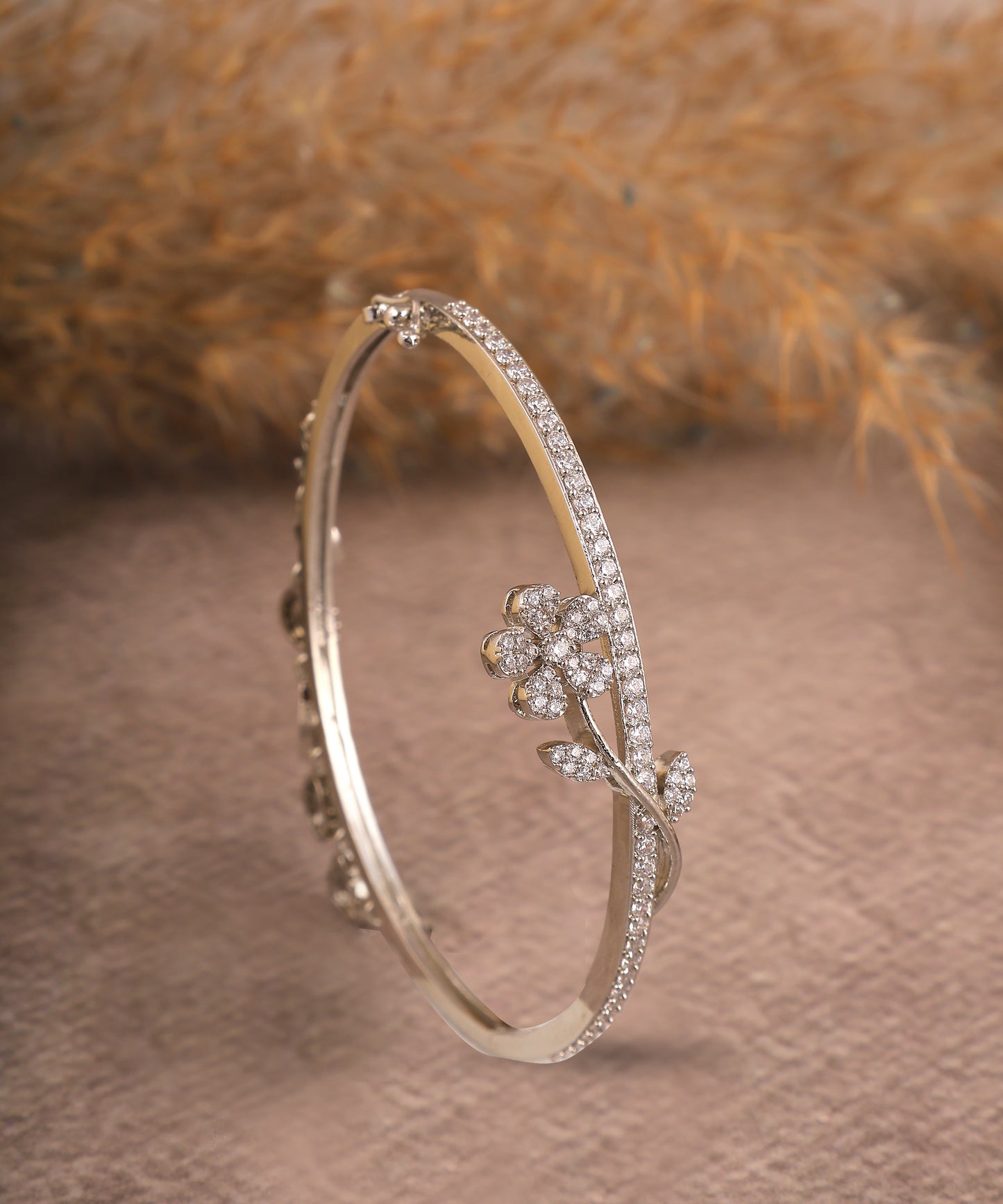 Silver Plated Floral Charm Bracelet