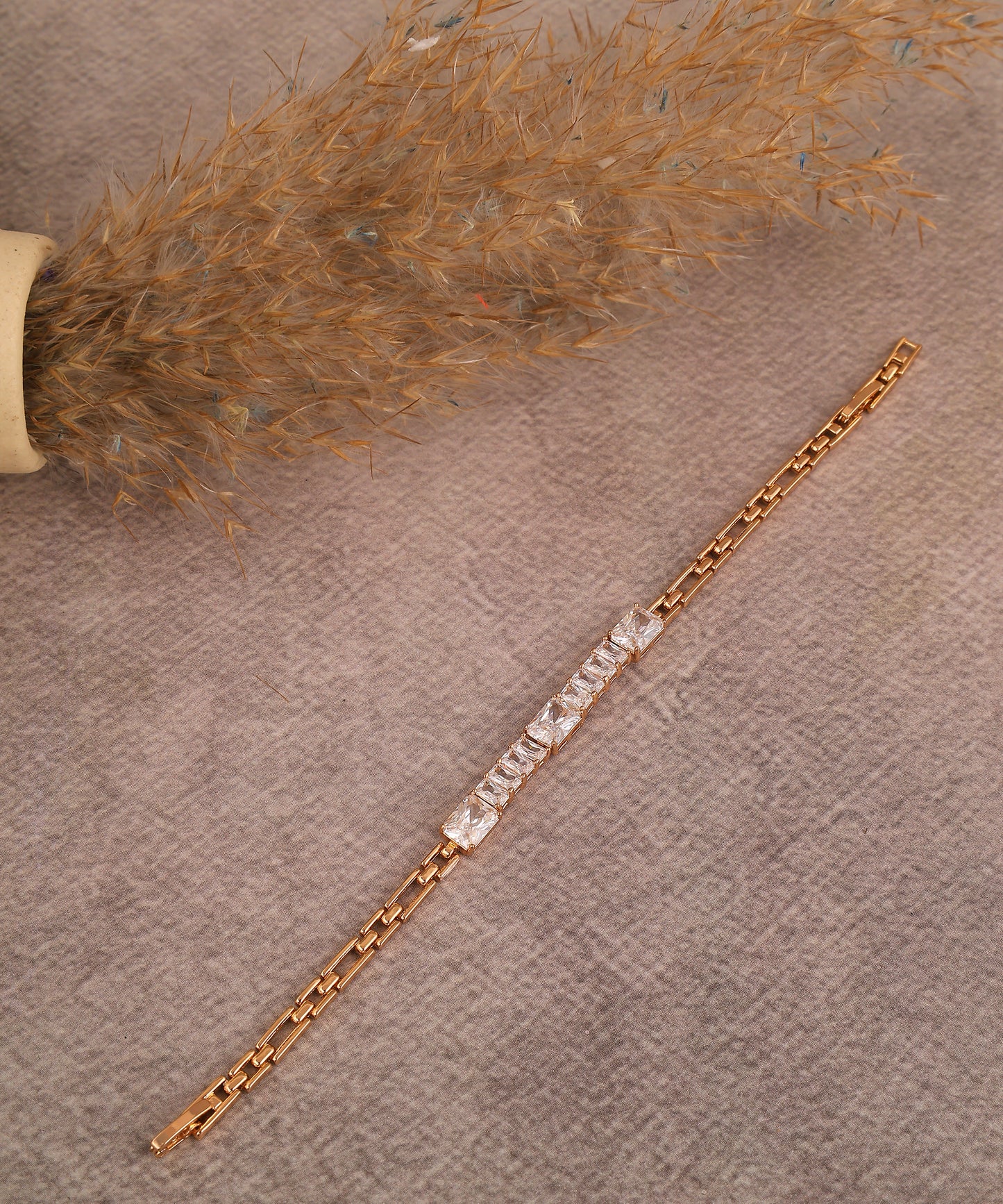 Crystal stone studded chain bracelet