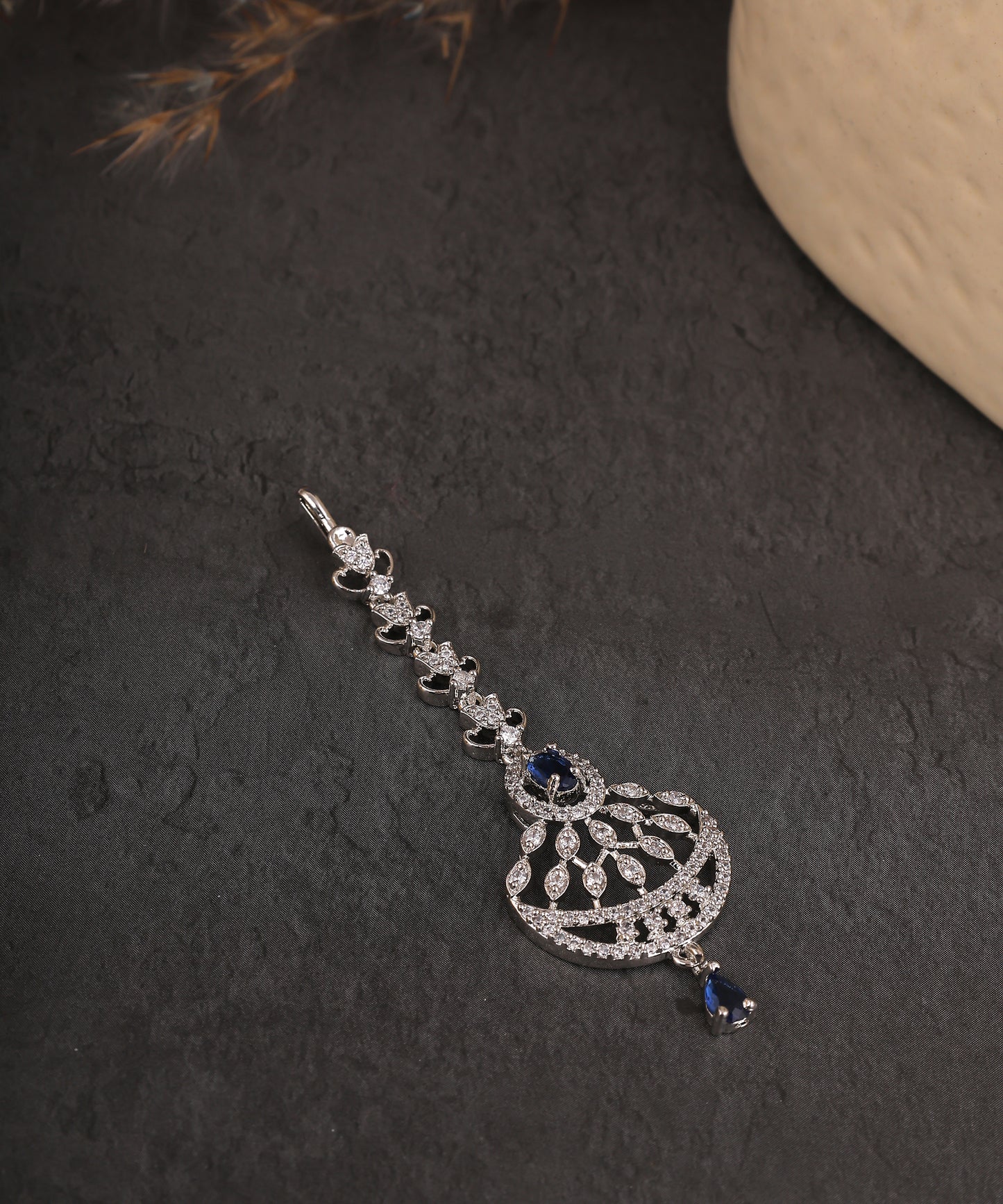 Sapphire Artificial Diamond Maangtikka