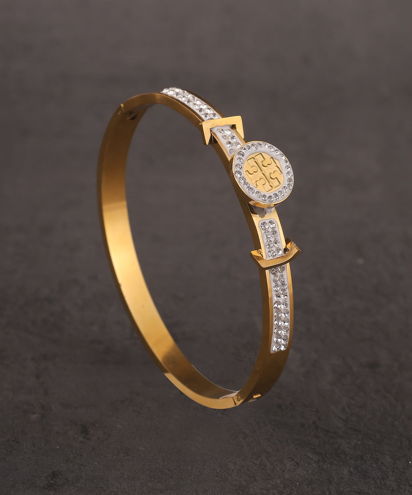 Anti Tarnish Bracelet With Signature Logo And Stone Embellishment
