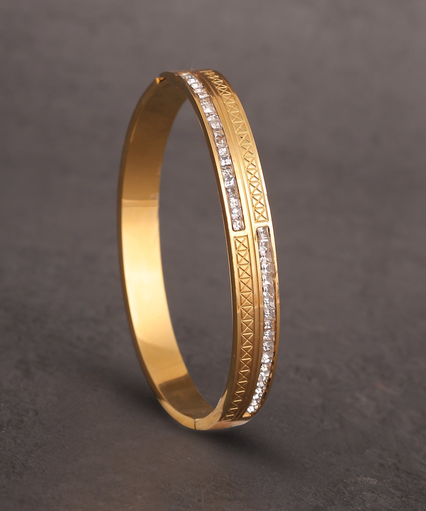 Anti Tarnish Bracelet With Signature Cutwork And Stone Embellishment