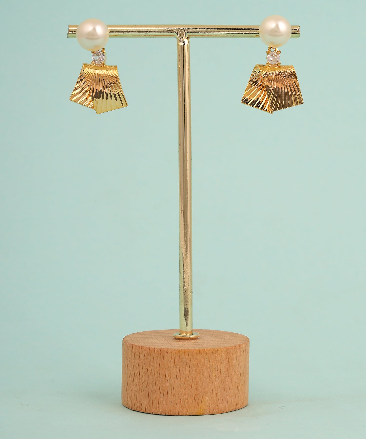 Anti Tarnish Pearl Geometrical Drop Earrings