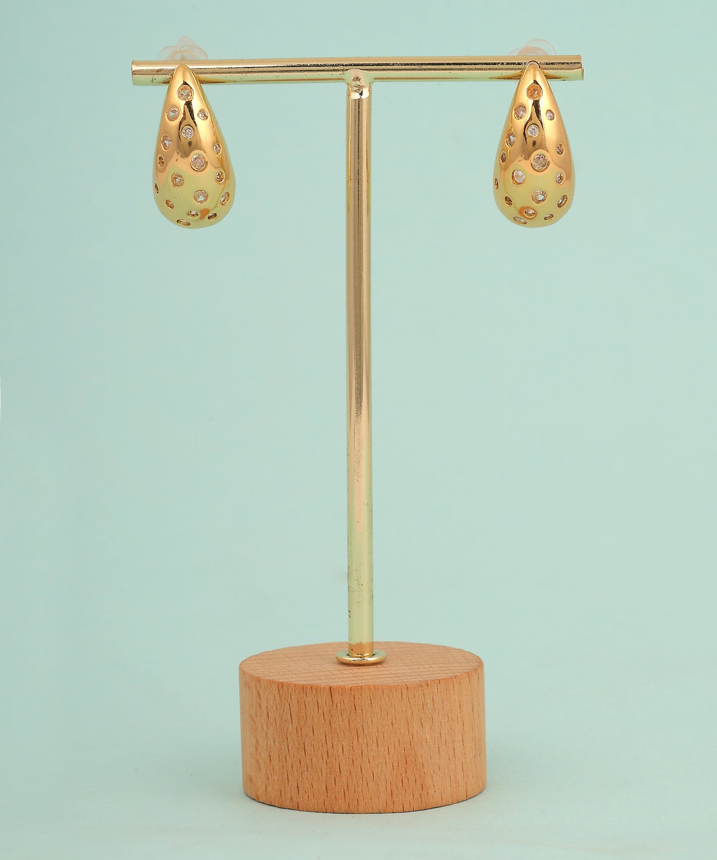 Studded Half Moon Drop Anti Tarnish Earrings