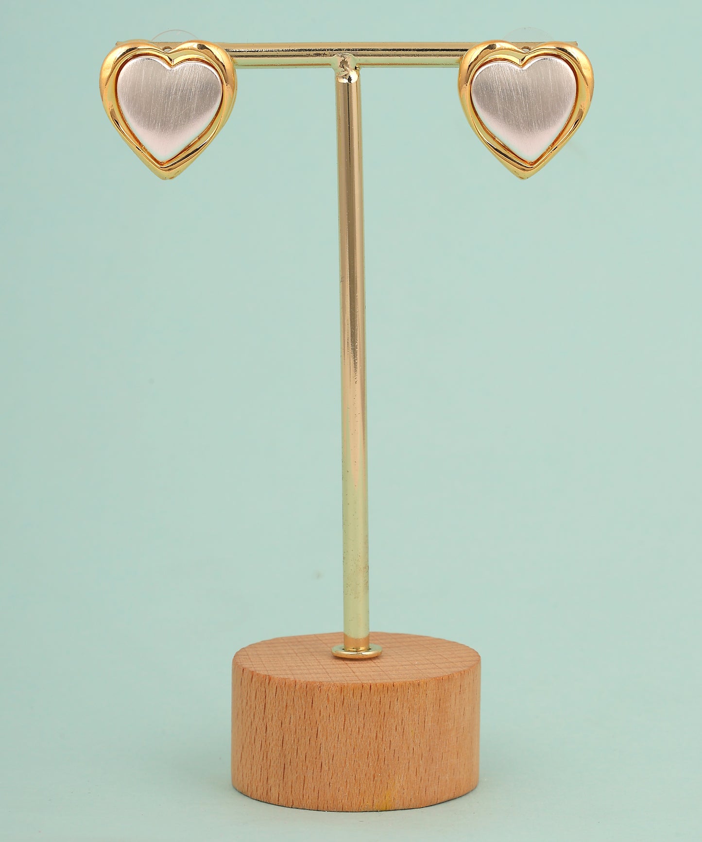 Double Toned Heart Shaped Anti Tarnish Studs/Earrings