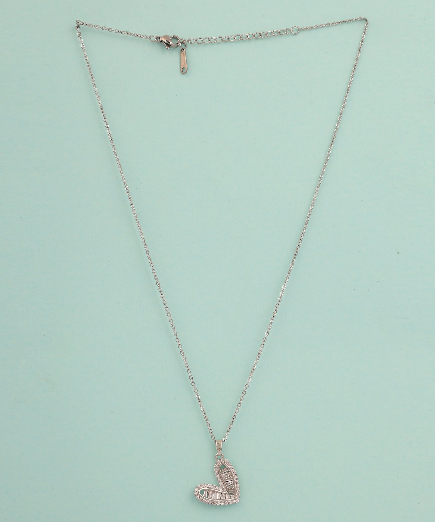 Embellished Silver Heart Anti Tarnish Silver Chain/Necklace