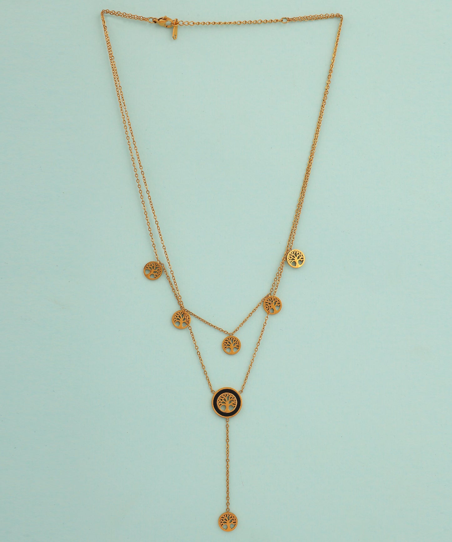 Layered Chain Black Drop Anti Tarnish Chain/Necklace
