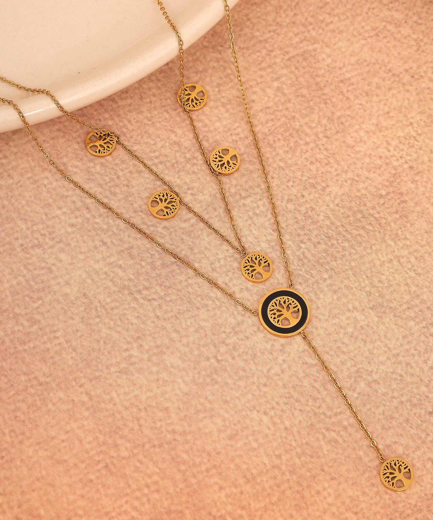 Layered Chain Black Drop Anti Tarnish Chain/Necklace