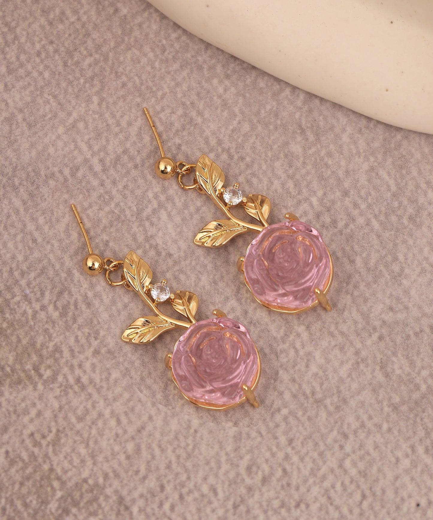 Pink Rose Drop Anti Tarnish Earrings