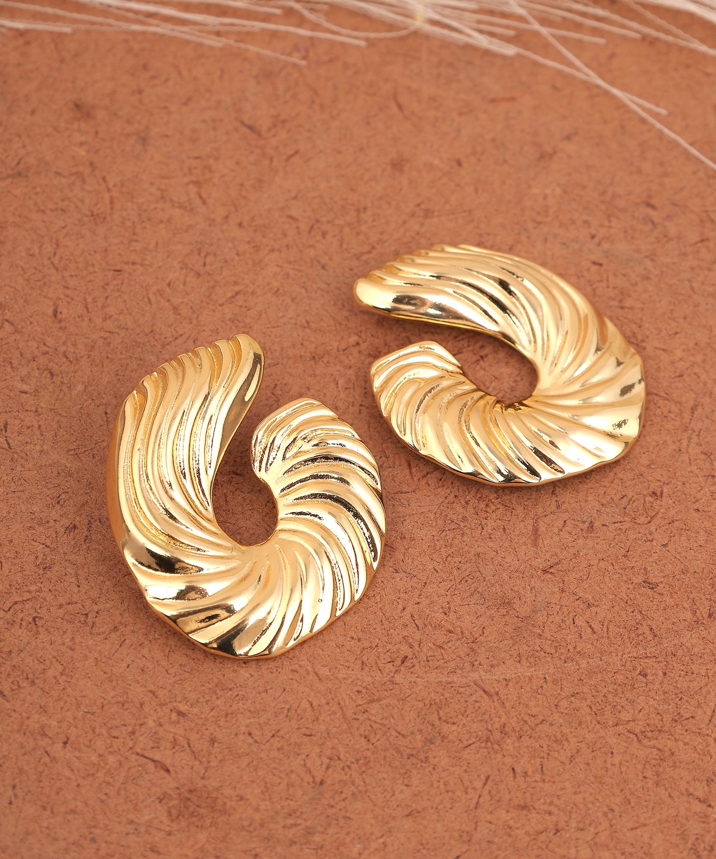 Half Spiral Big Anti Tarnish Earrings