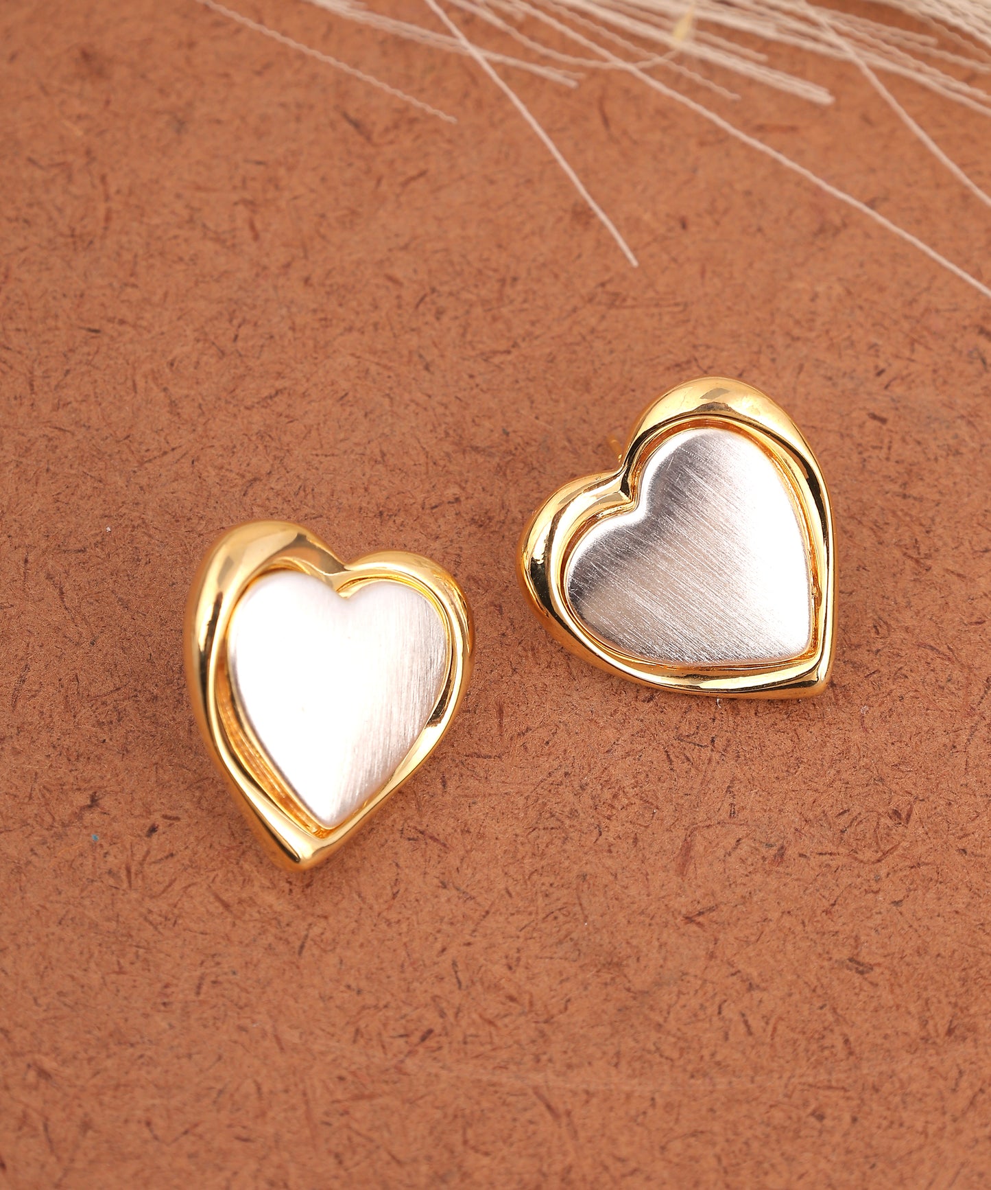 Double Toned Heart Shaped Anti Tarnish Studs/Earrings