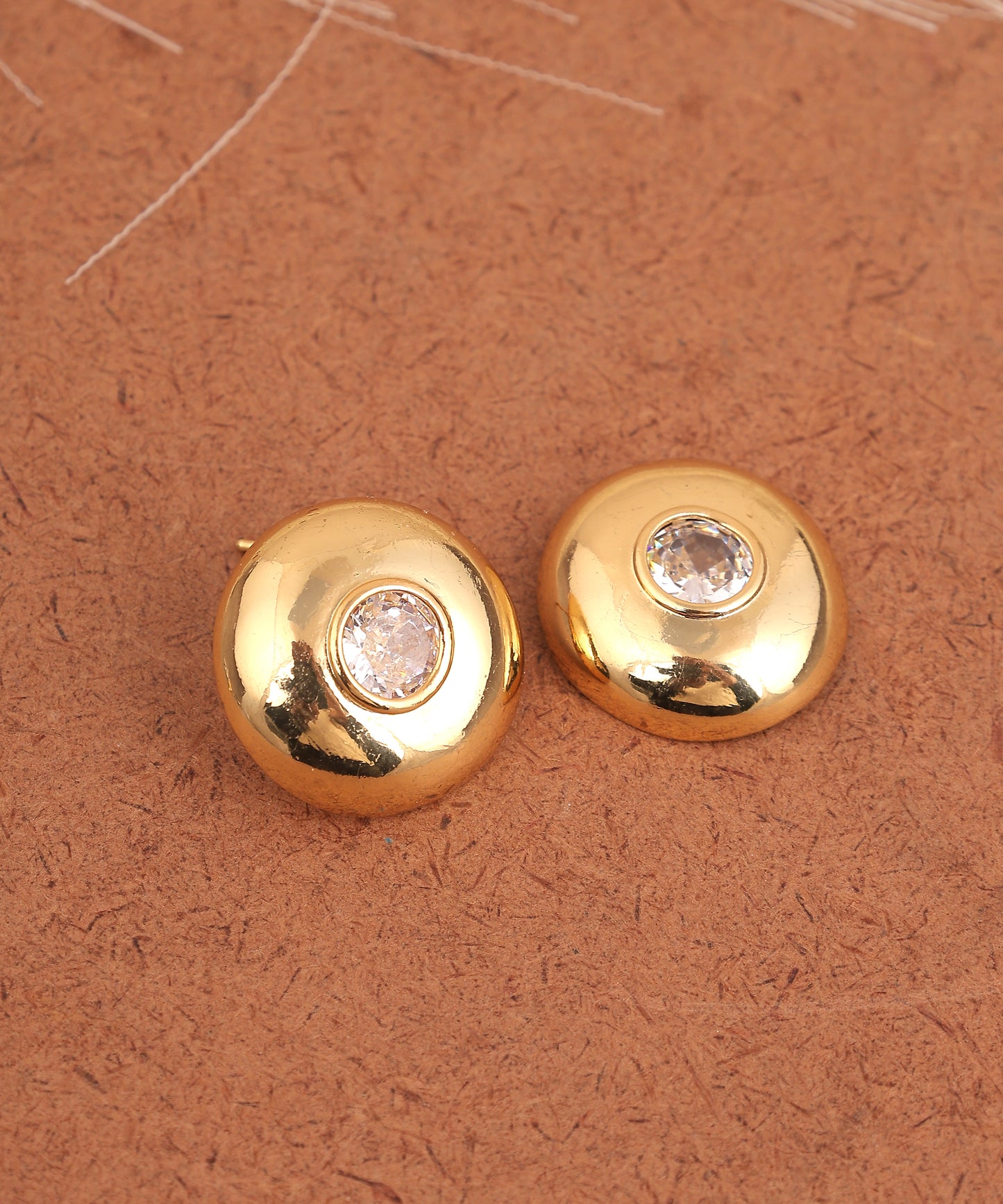 Circular Stone Studded Anti Tarnish Studs/Earrings