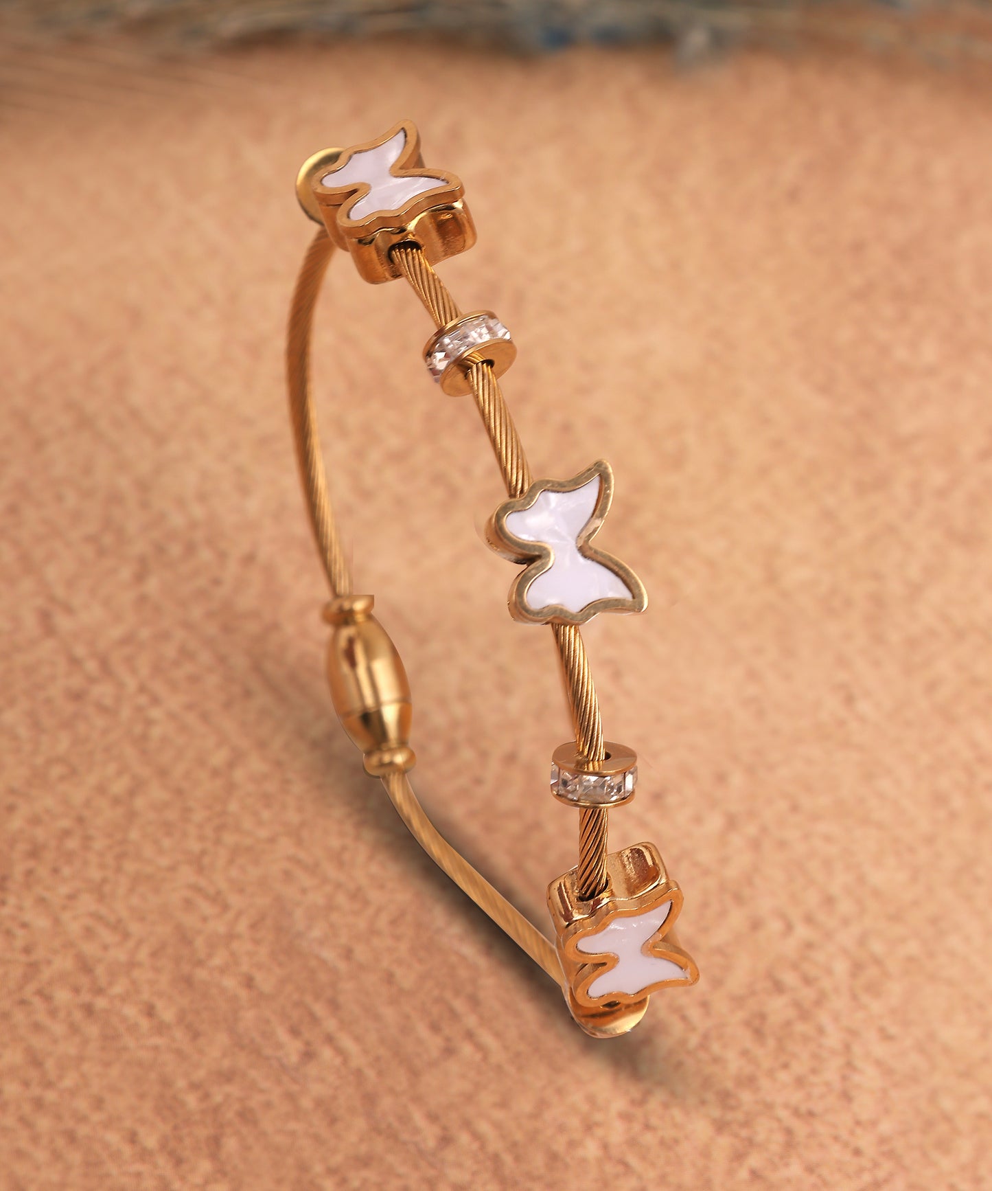 Anti Tarnish Butterfly And Crystal Embellishment Magnetic Bracelet