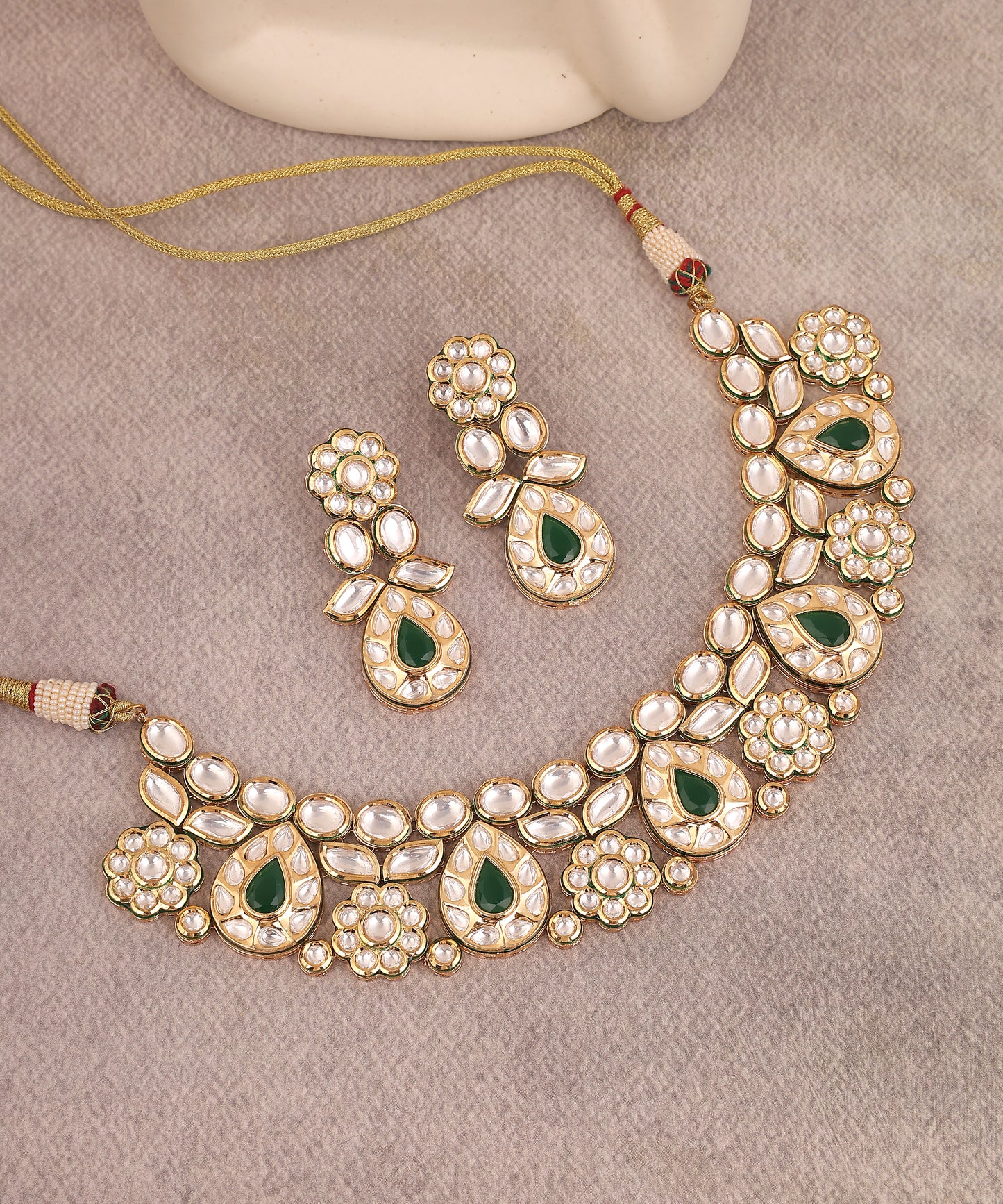 Hasrat Necklace Featuring Polkis With 22K Gold Plating And Meenakari Work