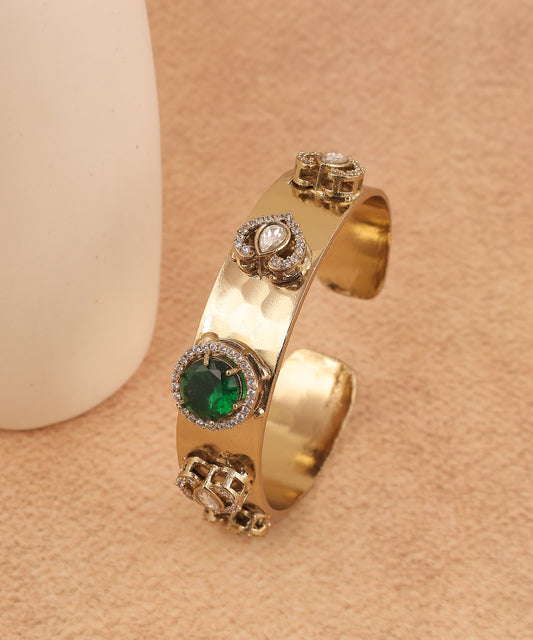Brass Polki And Emeral Bracelet