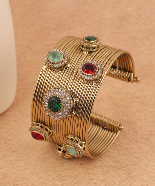 Brass Navratan hand cuff Bangles