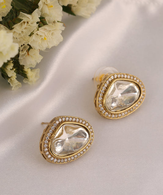 Polki Tear Drop Studs