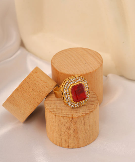 Ruby Hydro Stone Studded Ring