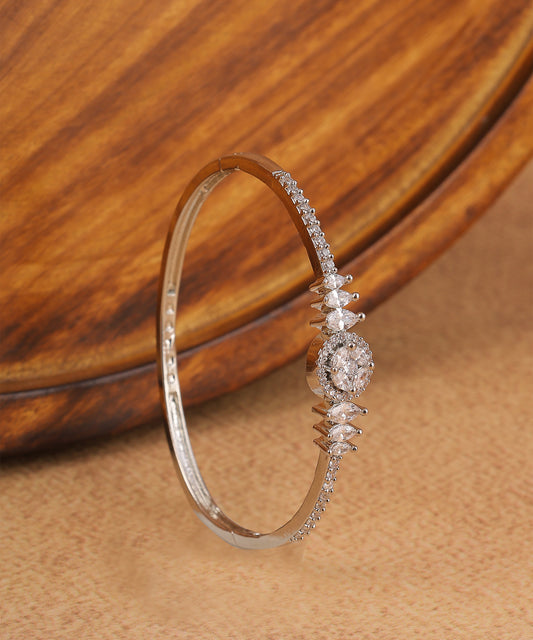 Crystal Embellished Silver Toned Bracelet