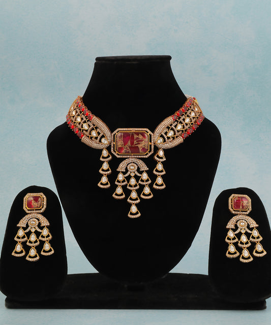 Rani Waterfall Necklace Featuring Doublet Stone And Polki