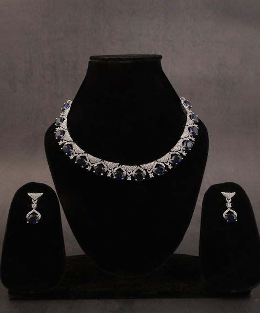 Sapphires And Nano Stones Studded Artificial Diamond Necklace