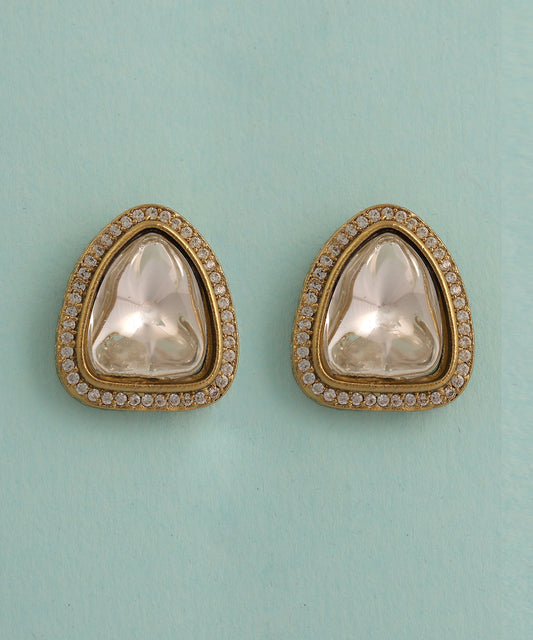 Triangular Polki Stone Studded Studs/Earrings