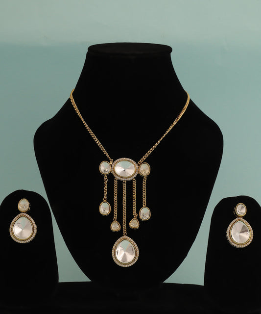 Multiple Polki Drops Chain Necklace