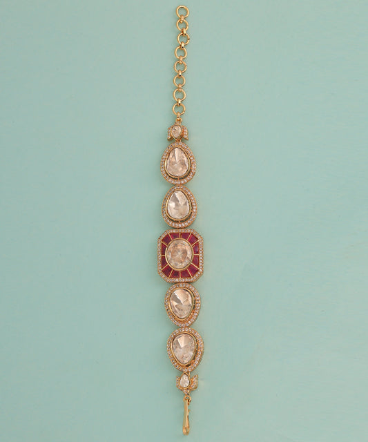 Designer polki and ruby chain bracelet