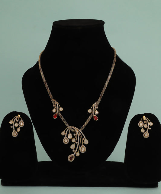 Polki And Ruby Studded Snake Chain Necklace