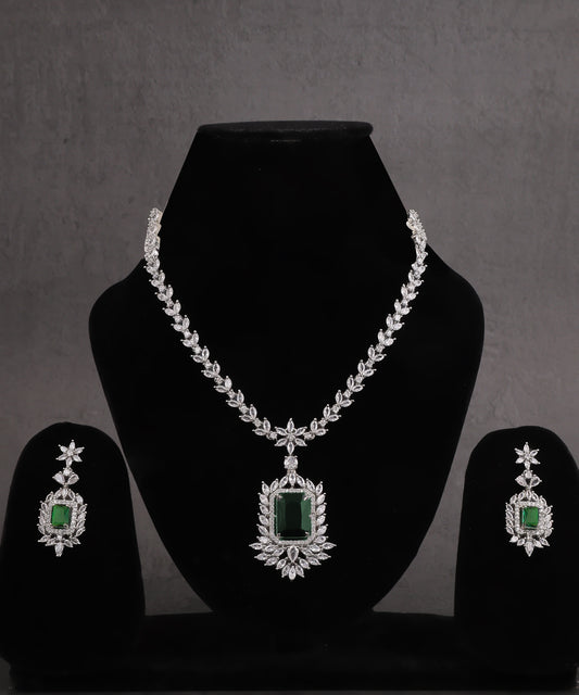 Statement Emerald Drop Designer Artificial Diamond Necklace