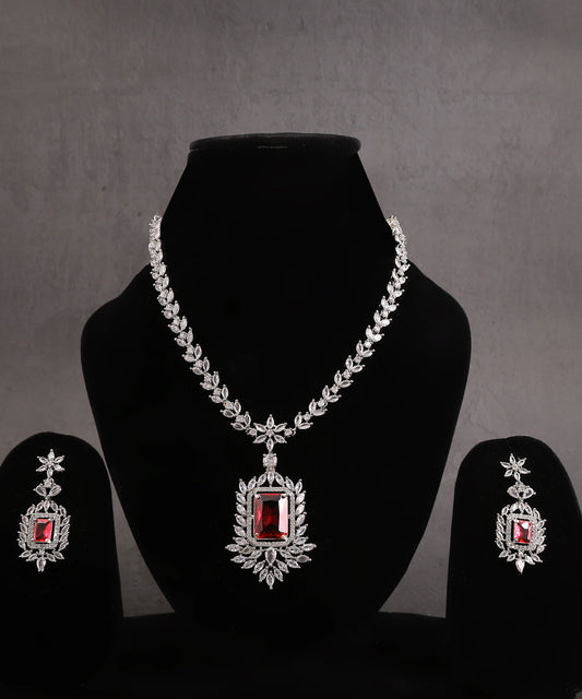 Statement Ruby Drop Designer Artificial Diamond Necklace