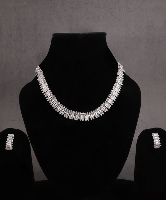 Crystal Embellised Single Line Artificial Diamond Necklace