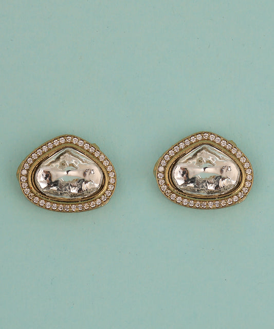 Triangular Polki Stone Studded Studs/Earrings