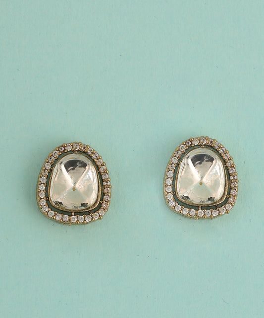 Triangular Polki Stone Studded Studs/Earrings