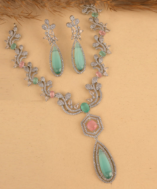 Serena Necklace Featuring Mint Green Stones And Crystals