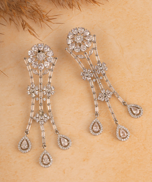 Statement Crystal And Rhinestone Long Earrings