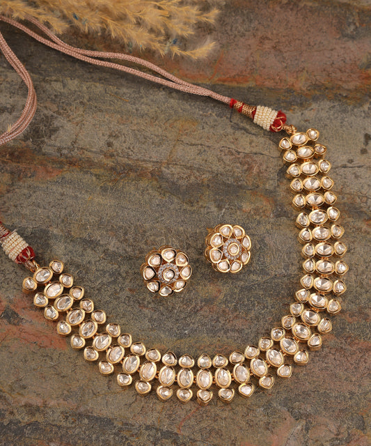 Three Layered Polki Choker/Necklace