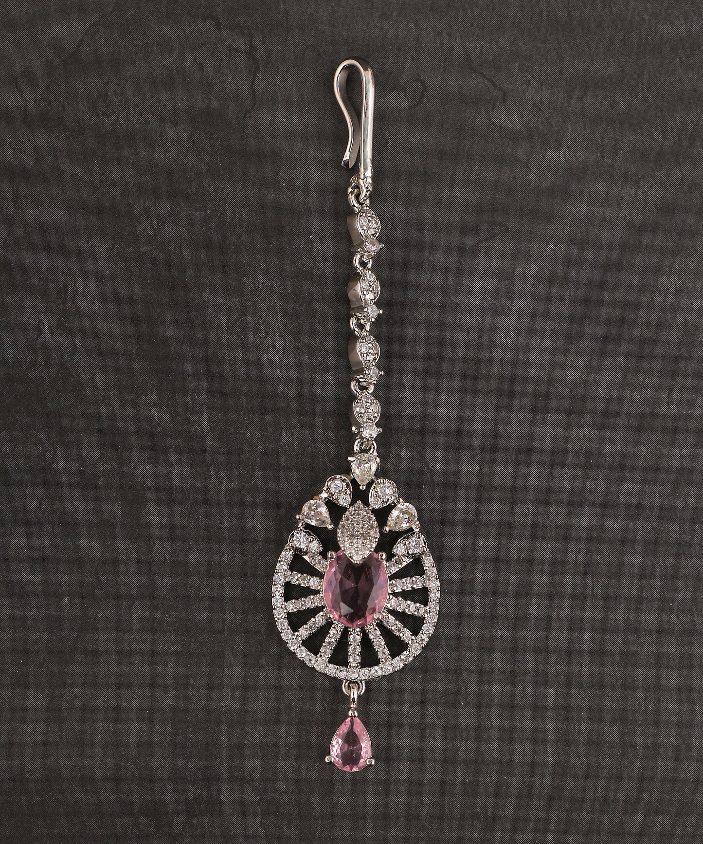 Baby Pink Drop Artificial Diamond Maangtikka