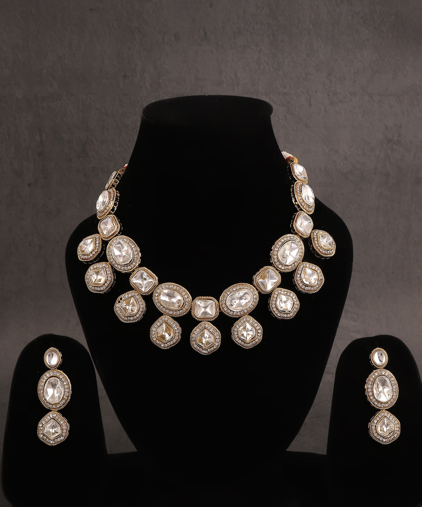 Polki Necklace With Polki Drops