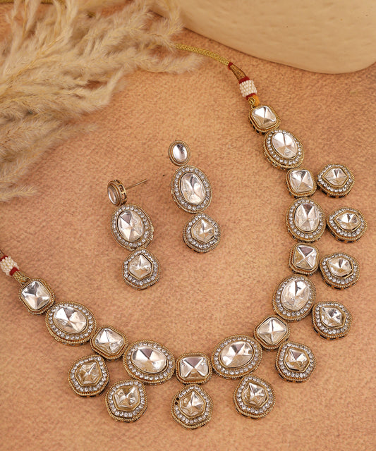 Polki Necklace With Polki Drops