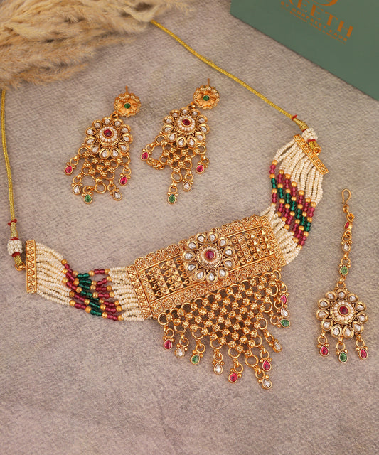 Rajwada Waterfall 18K Gold Plated Choker/Necklace