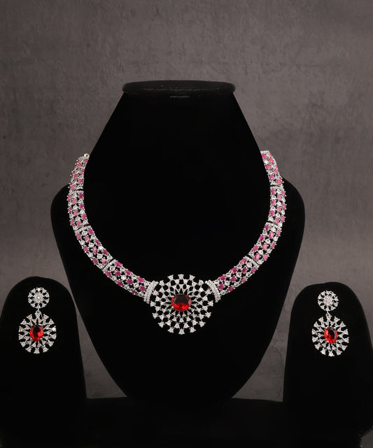 Sapphire Stone Studded Minimalist Artificial Diamond Necklace