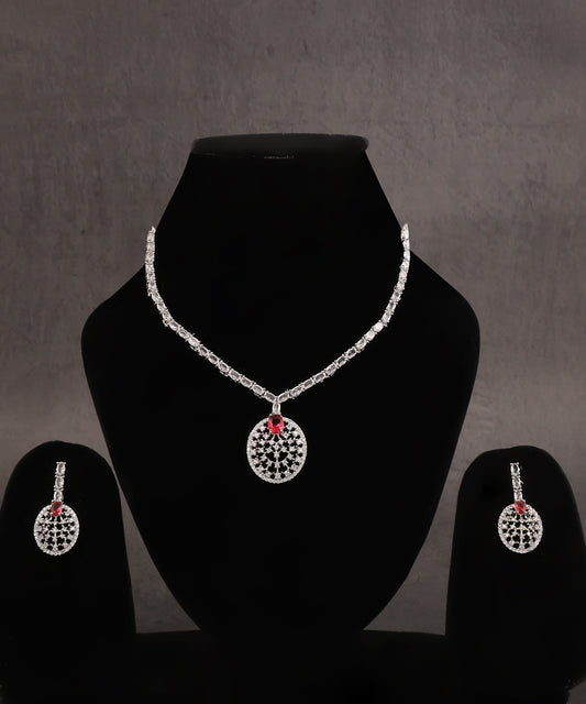Ruby Stone Studded Minimalist Artificial Diamond Necklace