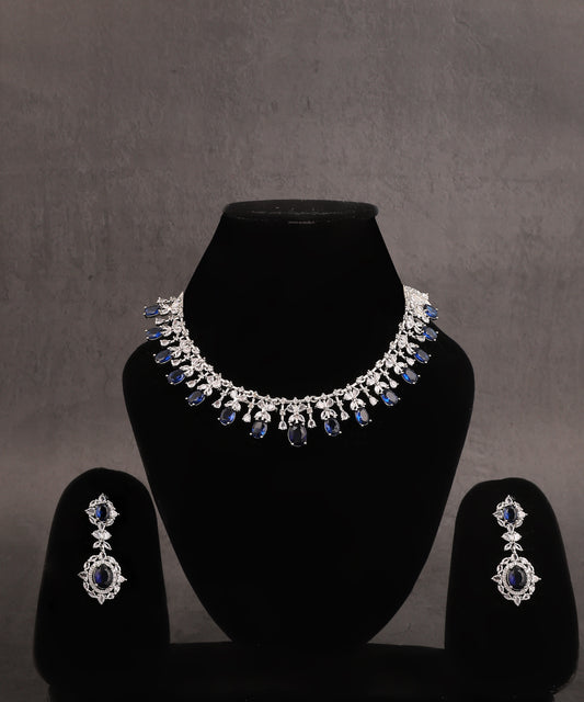 Sapphire Drops Artificial Diamond Necklace