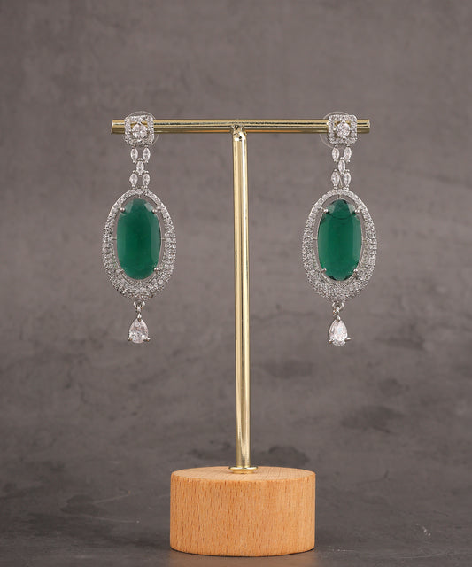 Emerald And Crystal Drop Statement Earrings
