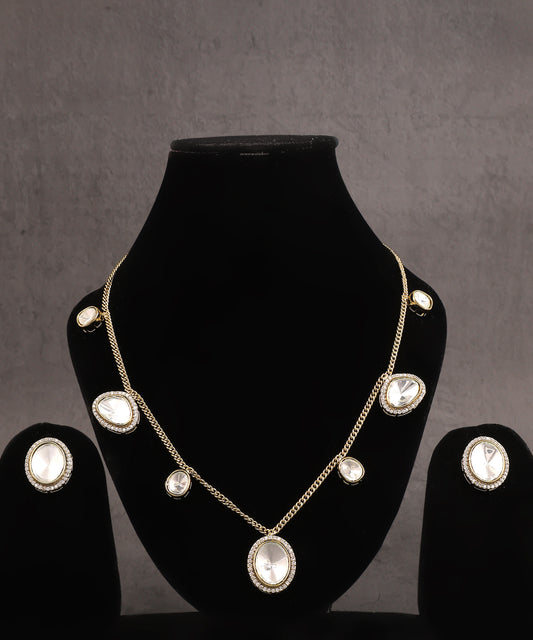Polki Chain Necklace With Studs